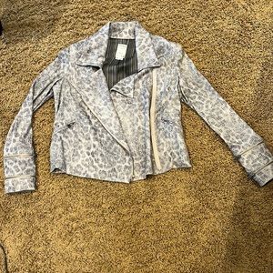 Georgie gray/beige thin biker jacket. Looks great with jeans and for dress
